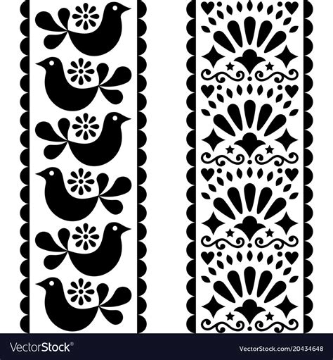 Folk Art Seamless Pattern Mexican Style Design Vector Image