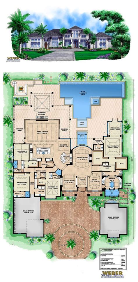 Caribbean House Plan 1 Story Contemporary Beach Home Floor Plan