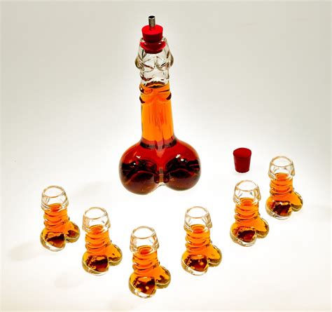 Whiskey Decanter Dispenser Bottle Glass Penis Willy Shape Drink Shot
