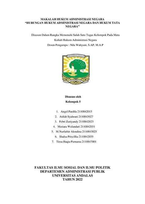 HUBUNGAN HUKUM ADMINISTRASI NEGARA DAN HUKUM TATA NEGARA MAKALAH