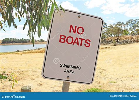 Red White And Black No Boats Swimming Area Sign Stock Image Image