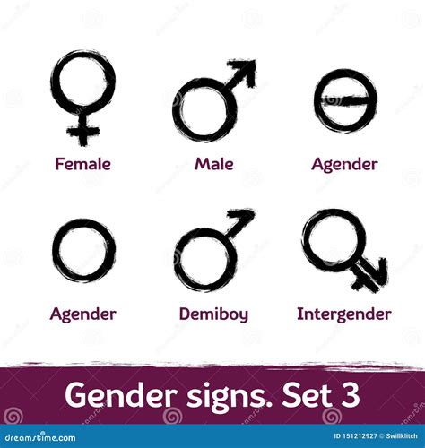 gender signs drawn with brush lgbt icons for sex diversity and equality of human rights stock