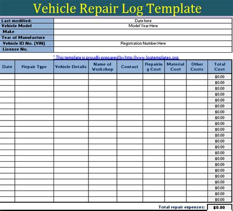 Maintenance Record Template Excel Templates