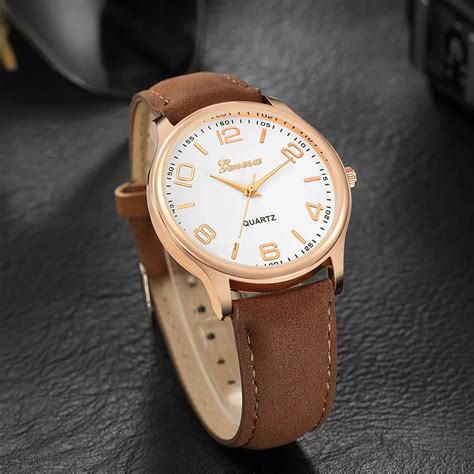 geneva leather analog quartz wrist watch top brand luxury quartz wristwatch for female watch