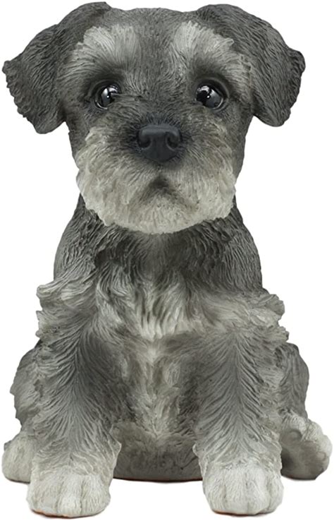 Ebros Realistic Miniature Schnauzer Puppy Statue 65 Tall Animal Dog