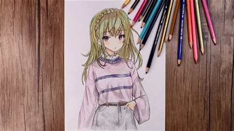 Easy Anime Girl Drawing With Colored Pencils How To Draw Step By Step