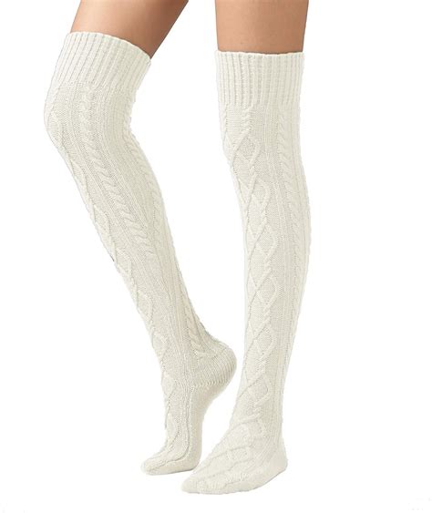 2pcs Women Cable Knit Extra Long Boot Socks Over Knee Thigh High Warm