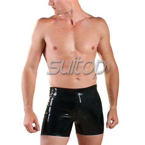 Sexy Latex Short Pants With Front Zip