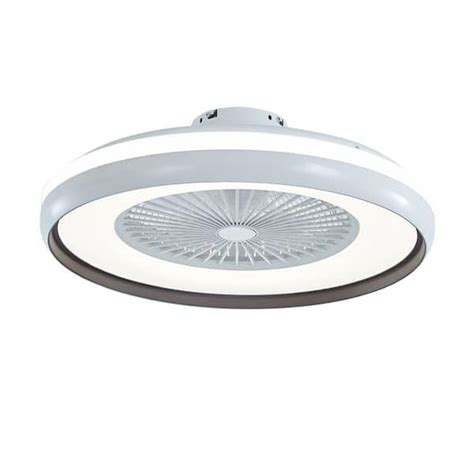 oukaning 20 in integrated led indoor white black modern enclosed low profile ceiling fan light
