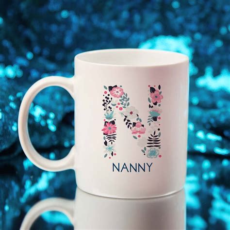 Floral Initial Personalised Nanny Mug By Chips Sprinkles Notonthehighstreet Com