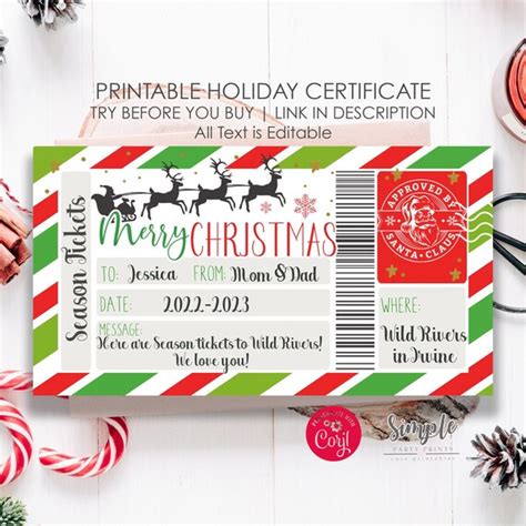 Printable Christmas Certificate Template Holiday T Certificate