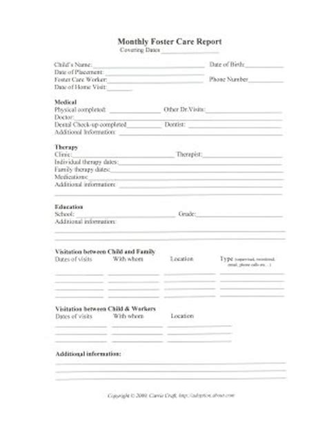 Foster Care Record Keeping Printable Worksheets Foster Care The