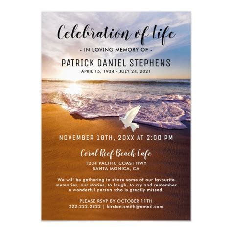 Beach Celebration Of Life Funeral Invitation