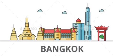 Bangkok City Skyline. Buildings, Streets | Bangkok city, City skyline silhouette, City skyline