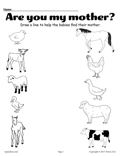 Printable Animal Matching Worksheet Kindergarten Worksheets