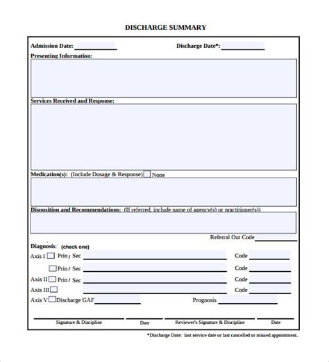 Free 11 Sample Discharge Summary Templates In Pdf Ms Word