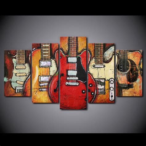 5 Piece Guitar Canvas Print Wall Art Lucid Crafts