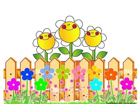 Vector white wooden fence with garden accessories. FENCE FLOWER | Cartoon flowers, Flower fence