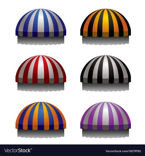 Set Of Striped Awnings For Shop And Marketplace Vector Image