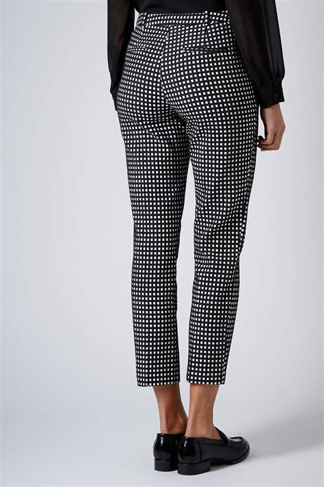Unique pink and white outfit ( 530 robux). Lyst - Topshop Gingham Cigarette Trousers in Black