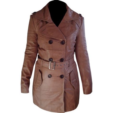 Classic Brown Belted Leather Coat Style For Women On Luulla