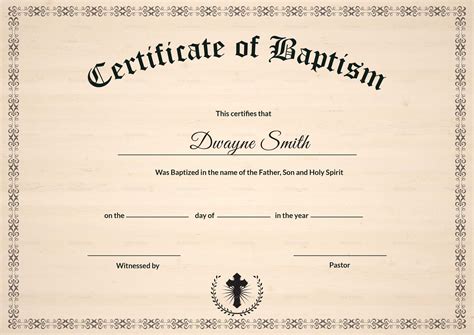 Certificate Of Baptism Printable