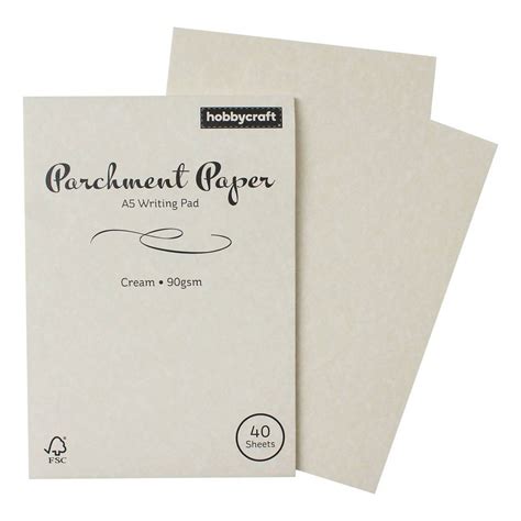 Cream Parchment Paper Writing Pad A5 40 Sheets Hobbycraft
