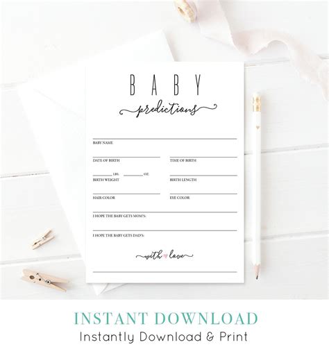 You can also choose other colors and styles, which you think will also match your personality as a mother. Baby Predictions Card, Baby Shower Games, Boy or Girl ...