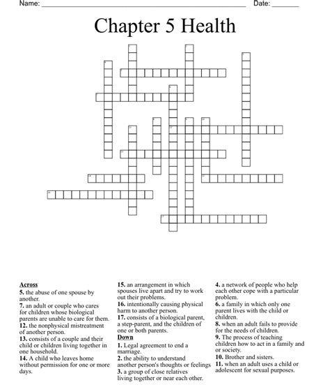 Chapter 5 Health Crossword Wordmint
