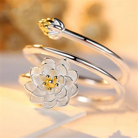 Woman Jewelry Fashion Simple Lotus Ring Personality Female Flower Rings