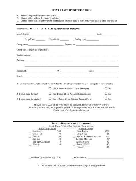 Fillable Online Church Event Request Form Templatejotform Fax Email
