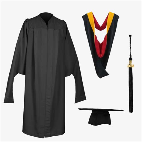 Masters Graduation Black Cap Gown And Hood Full Master Grad Package