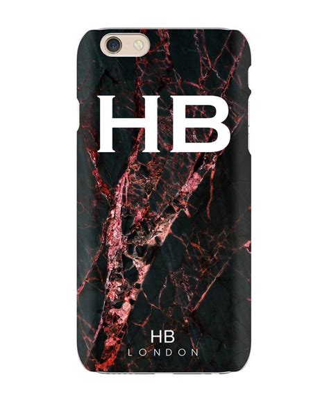 Personalised Black And Red Cracked Marble Initial Phone Case Phone