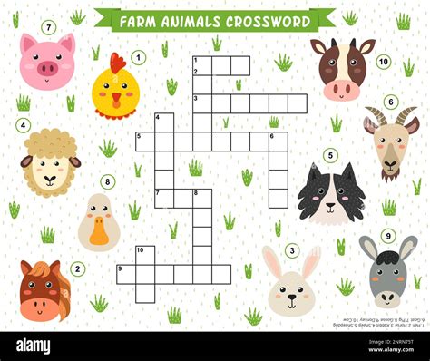 Puzzle Crucigrama De Animales De Granja Para Niños Juego Educativo Con