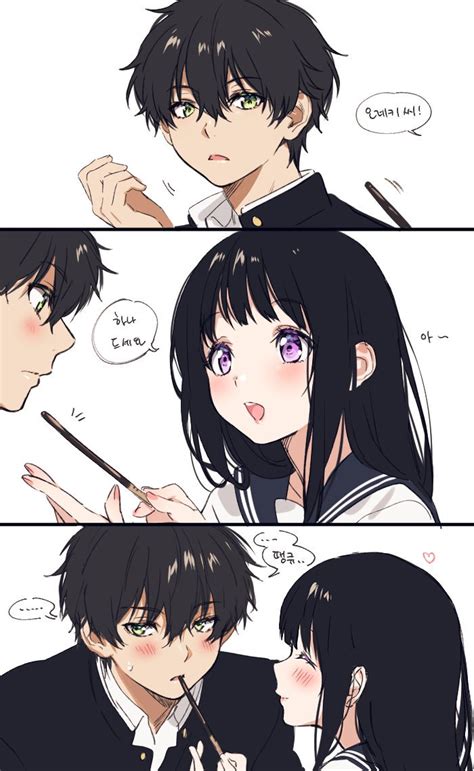 Chitanda Eru And Oreki Houtarou Hyouka Drawn By Mery Yangmalgage Danbooru