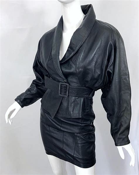 1980s Marc Laurent Paris Black Leather Avant Garde 80s Jacket Mini