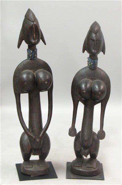962087 Two African Carved Wood Female Fertility Figure Lot 962087