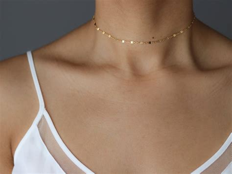 Dainty Gold Choker Necklace Gold Chain Choker Delicate Etsy