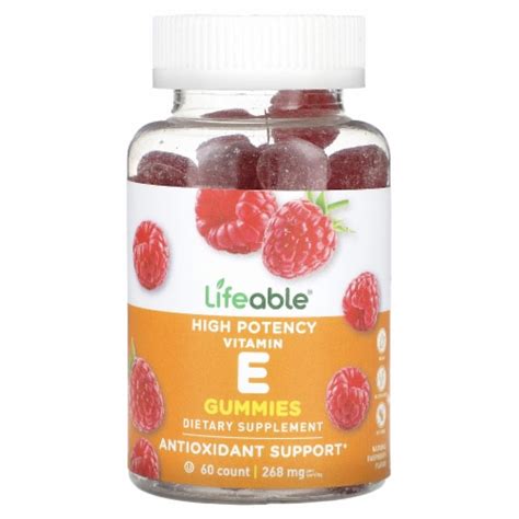 Lifeable Vitamin E Gummies High Potency Natural Raspberry 134 Mg 60