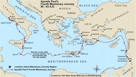Large Map Of Apostle Pauls Fourth Missionary Journey Journey Mapping Pauls Missionary