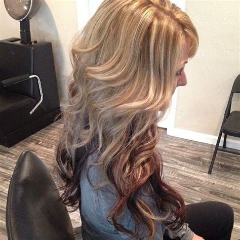 Caramel highlights blonde highlights underneath blonde chunks colored highlights dark underneath hair hair color and cut. long blonde hair with low lights | Caramel blonde wavy ...