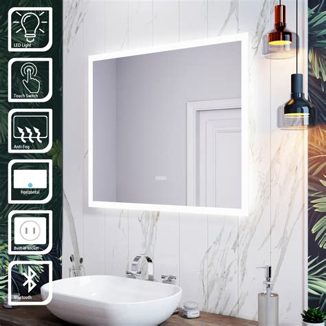 600x500mm Led Bathroom Mirror Illuminated Shaver Socket Demister Touch