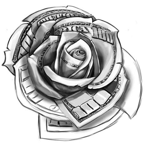 Cash also represents wealth, profit, and success, and is an excellent choice for the man who wants to remind himself of his ambition to attain his goals, financial or. Money rose tattoo, Design and Galleries on Pinterest
