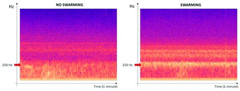 Swarming And Non Swarming Mel Spectrograms The Left Image Is During A