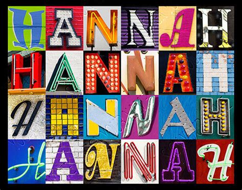 hannah name poster featuring photos of actual sign letters ebay