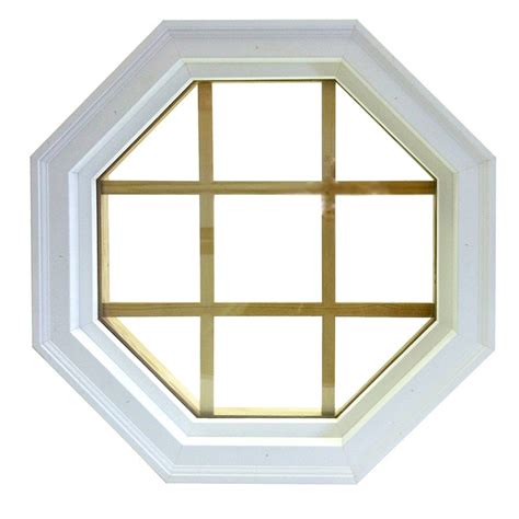 Shaped windows come in white vinyl octagon or circular shapes. AWSCO Octagon Replacement Paint Grade Vinyl Window (Rough Opening: 22-in x 22-in; Actual: 24-in ...