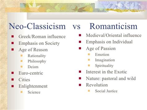 Neo Classical Movement Vs Romantic Movement Teaching Literature Romanticism Romantic Art