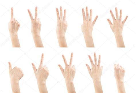 Set Female Hands Gestures Making A Numbers — Stock Photo © Papound
