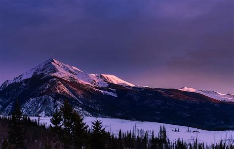 Colorado Mountains Meadow Winter Snow Sunset Dusk Sky Clouds
