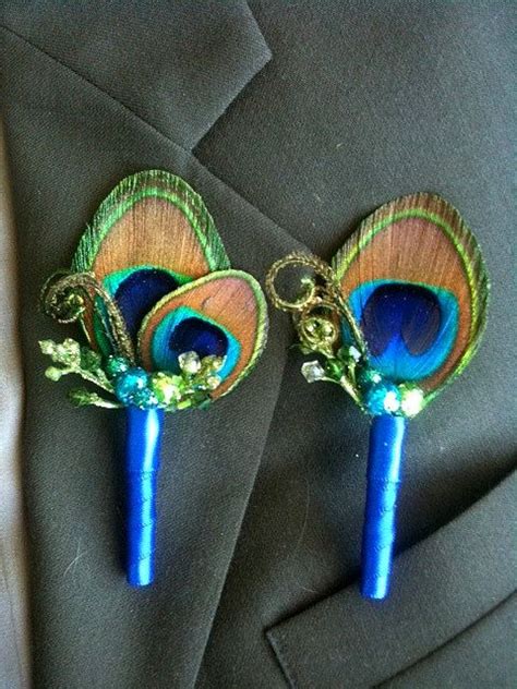 I loved my bouquet so much that i didn't give it away at the wedding. Peacock Boutonnieres | Boutonniere, Peacock wedding theme ...